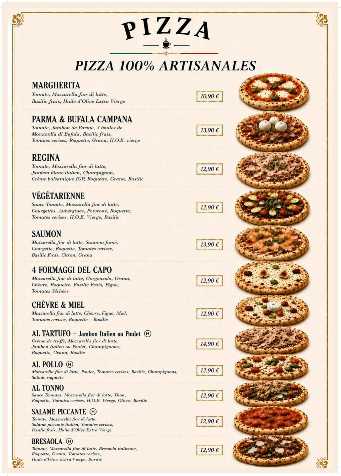 Carte Il Macchiato — pizzas 100% artisanales